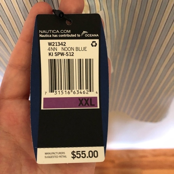 Nautica Short Sleeve Button Up Shirt Blue Yellow Stripes New XXL - Picture 5 of 7